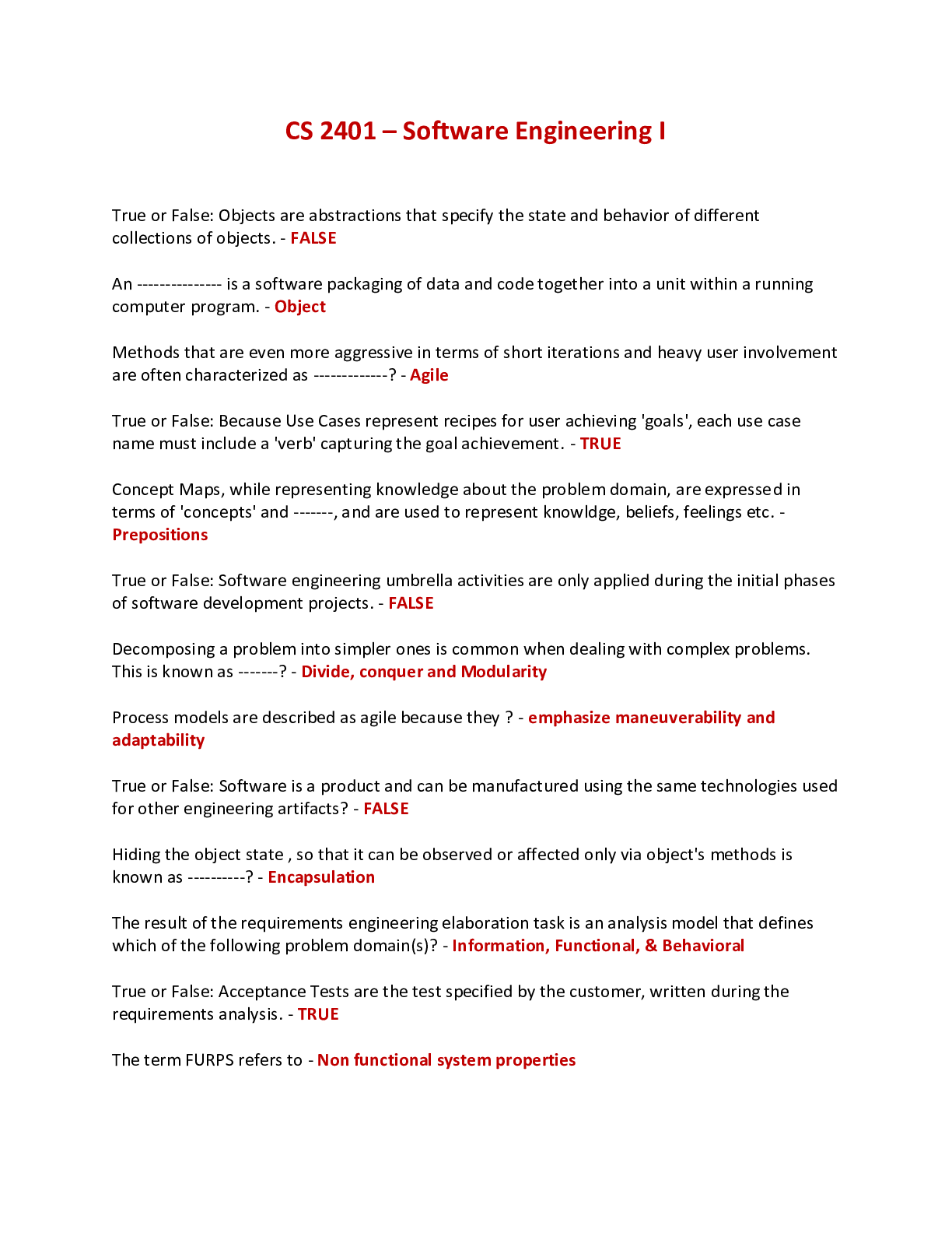 Preview image of CS 2401 – Software Engineering I document